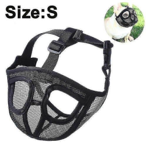 Short Snout Dog Muzzle Bulldog Muzzle, Stop Dog Compatible with Biting Barking Chewing, Adjustable  BlackS 1