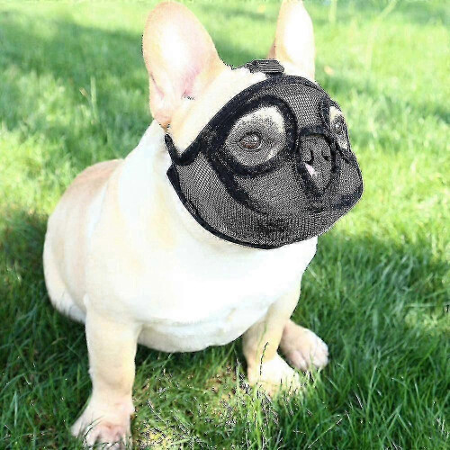Short Snout Dog Muzzle Bulldog Muzzle, Stop Dog Compatible with Biting Barking Chewing, Adjustable  BlackS 2