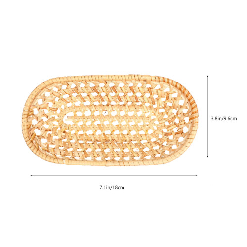 Δίσκος από υφαντό rattan, χακί, στρογγυλός, οργανωτής διακόσμησης σπιτιού 1