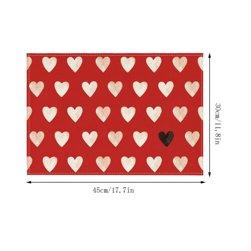 Valentin-napi alátétek piros szív mintával 30x45 cm (4 db) 2