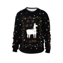 Unisex julesweatshirt med legende lama-tema, klassisk pasform med langærmet pullover, festligt Fa-La-La Llama-design med slidstærk sublimering.