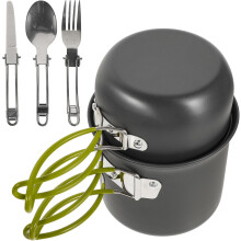 Tragbares Outdoor-Kochset, 2-teiliges Mini-Camping-Kochgeschirr-Set (Töpfe und Pfannen)