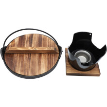 Sukiyaki-Topf mit Wärmespeicherung, japanischer Stil, Gusseisen mit dickem Material, robuste Kochpfanne aus Kunststoff