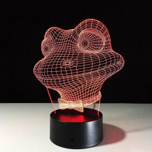 Lampka nocna LED 3D Żaba, zasilana przez USB, 7 kolorów