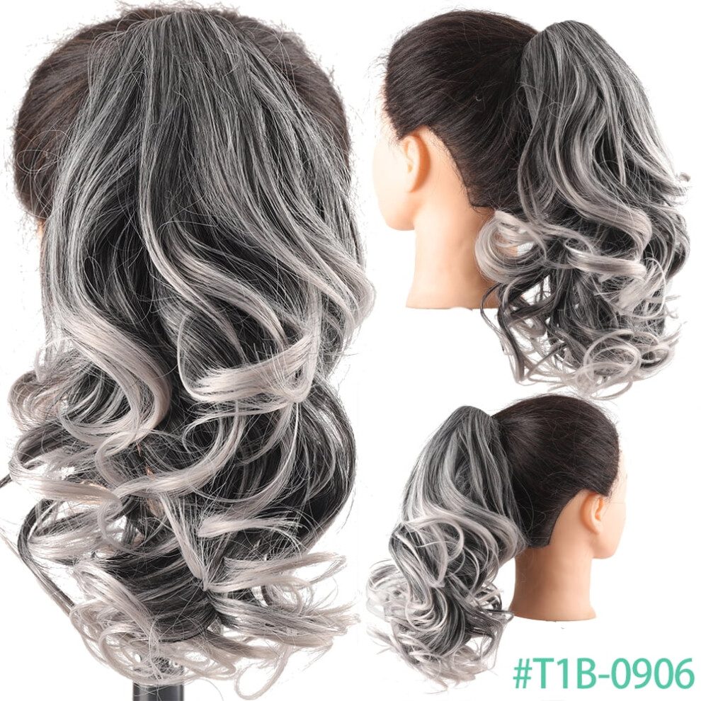 Unisex Synthetic Curly Short Ponytail Clip-On Wig