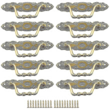 10pcs Antique Handle Alloy Drawer Door Knobs Golden Cupboards & Draws Handles For Furniture Door (w