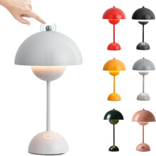 Lampe de table LED en forme de pot de fleurs, lampe de chevet champignon tactile à 3 modes, rechargeable sans fil