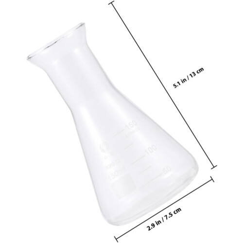 Glasskolbe 150 ml, solid konisk form med kork for laboratoriearbeid og studentbruk