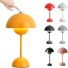 Lampe de table LED en forme de pot de fleurs, lampe champignon tactile à intensité variable avec 3 modes, rechargeable sans fil