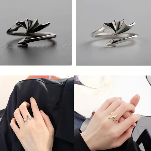 Romance Angel Devil Wing Pair Rings Adjustable Finger Size-J18 1