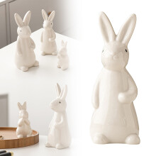 Vit keramik påskharefigur 18 cm