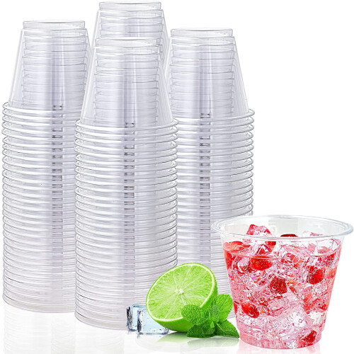 200er-Packung, durchsichtige PET-Kunststoffbecher, 9 oz (ca. 270 ml).