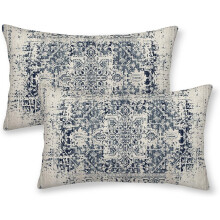 Boho linnen lendenkussenhoezen 12x20 inch, set van 2