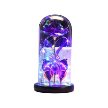 Cúpula de vidro Forever Rose com luz LED – Roxa