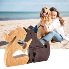 Escultura de cachorro em madeira feita à mão – Decoração memorial para animais de estimação.