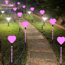 Luzes solares de LED em formato de coração para decoração de jardim externo