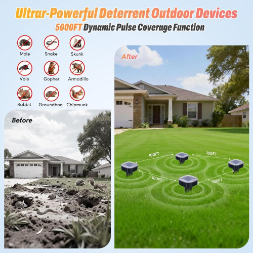 Πακέτο 4 απωθητικών τυφλοπόντικων με ηλιακή ενέργεια, φιδιών & κουνάβιων & α 1