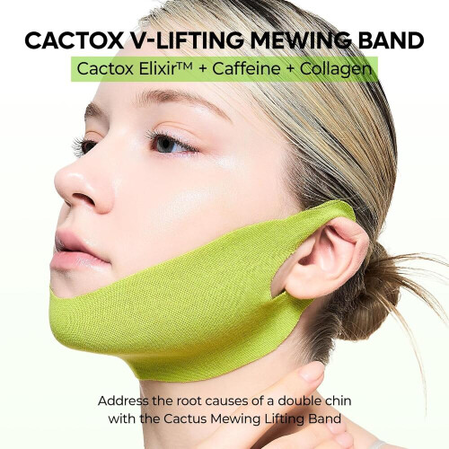 πακέτο CACTOX V-Lifting Mewing Band, μάσκα ανύψωσης διπλού πηγουνιού Cactox με καφεΐνη και κ 1