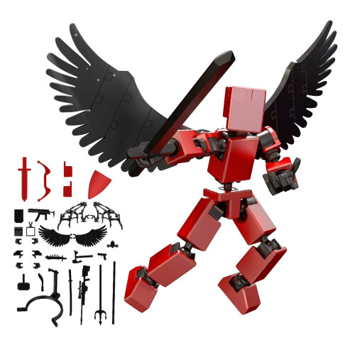 Figurine articulée T13 rouge, imprimée en 3D, à collectionner