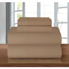 Parure de lit en lin élégant, ultra douce, 4 pièces, King Taupe