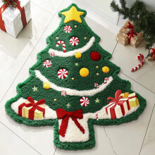Tapete de Natal com Design Festivo, Macio e Aveludado para o Chão