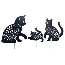Gartenstecker „Schwarze Katze“ aus Metall zur Außendekoration