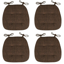 Esszimmerstuhlkissen 43 x 41 cm, abnehmbarer Bezug mit Bändern, hochelastischer Schaumstoff, waschbar, kompatibel mit U-förmigen Stühlen