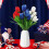 6-Pc Red White Blue Artificial Tulip Bouquet 1