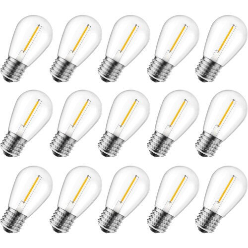 Ampoules LED S14 E26, équivalent 11 W, blanc chaud, lot de 15