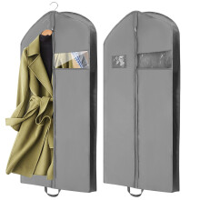 Housse à vêtements en PVC non tissé gris clair (2 pièces)