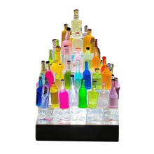 Étagère à bouteilles d'alcool à 3 niveaux en acrylique avec éclairage LED