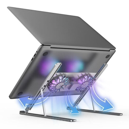 Laptop Cooling Stand, Adjustable Angle, Foldable for 14-17.3" Laptops - Silver 1