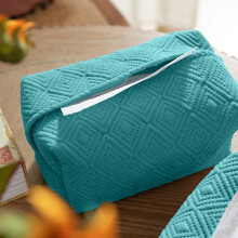 Housse rectangulaire bleue en tissu pour boîte à mouchoirs, lot de 1