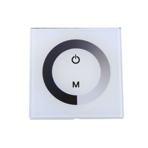 White Touch Wall-Mounted LED Light Dimmer Switch for Monochrome LED Strips DC 12V-24V 2