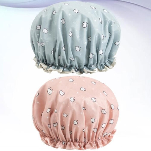 Shower cap - Not specified - Double-layer print - Waterproof - Satin and EVA - Women's 2