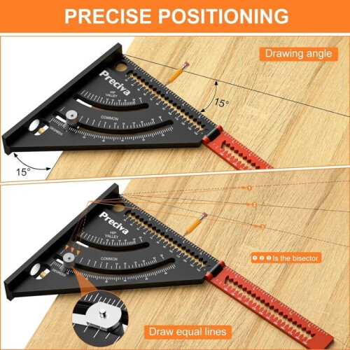 Carpenter's square rule, metal and aluminum, folding triangle, combination square rule, multi-functional, 317mm 2