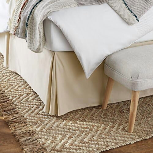 Jupe de lit double en microfibre de polyester blanc éclatant