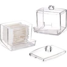 Lot de 2 distributeurs de cotons-tiges transparents de 283 g (10 oz)