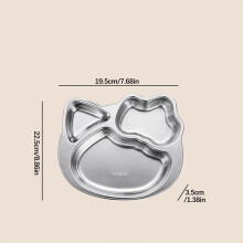 Stainless Steel Panda Divided Dinner Plates, 3-Cell Grid
