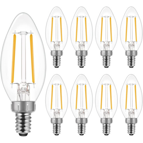 Becuri candelabru B10LED 5W 2700K E12, pachet de 8
