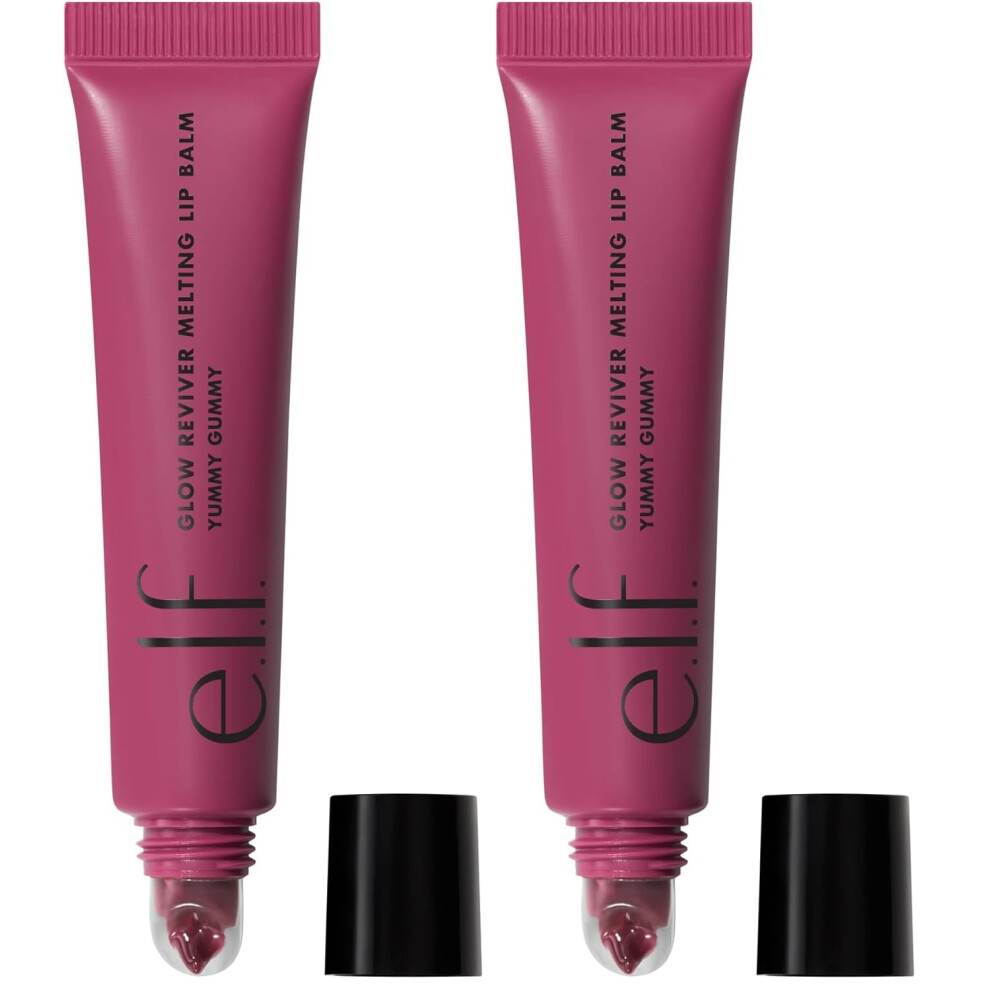 E.l.f. Glow Reviver Melting Lip Balm,Hydrating Tinted Lip Balm For A Glossy Finish & Soft,Supple Lips,Vegan & Cruelty-Free,Yummy Gummy,(Pack Of 2)