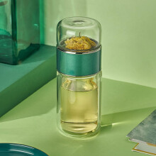 Garrafa infusora de chá verde, 420ml, dupla camada de aço inoxidável.