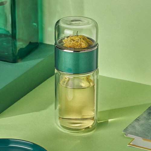 Μπουκάλι για τσάι πράσινο 420ml διπλής στρώσης από ανοξείδωτο ατσάλι