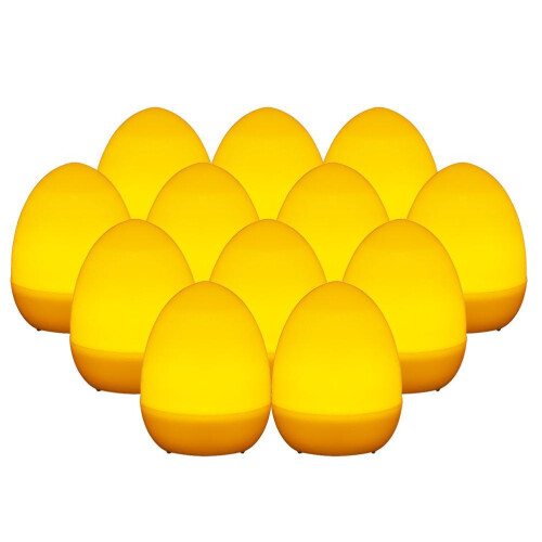 Ouă de Paște simulate cu 12 LED-uri, plastic alb de 5 cm