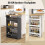 Narrow 4-Tier Kitchen Trolley, 20cm Wide, Grey, on Wheels 5