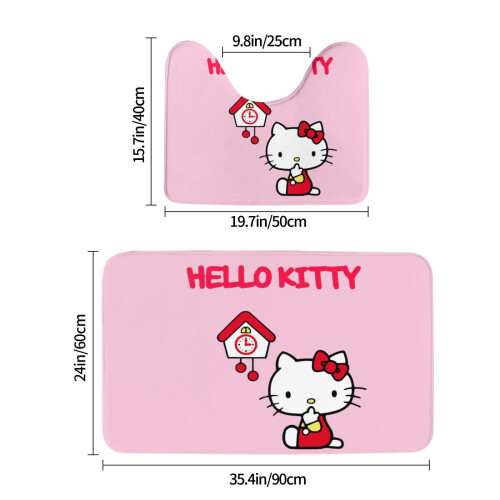 Ensemble de tapis de bain Hello Kitty – Antidérapant, absorbant, 2