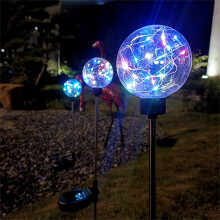 Lampes solaires de jardin à piquet, 20 LED, blanc chaud ou 4 couleurs,