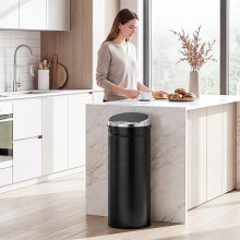 HOMCOM 50L Sensor Bin, Stainless Steel Kitchen Bin, Black