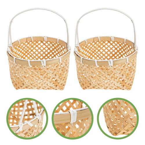 Set di 2 cestini in bambù intrecciato 1