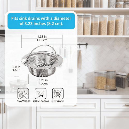 Passoire d'évier de cuisine en acier inoxydable (lot de 2) 1